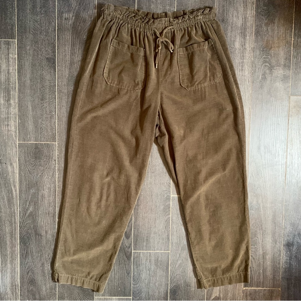👉ZARA Corduroy Drawstring Olive Pants - Large